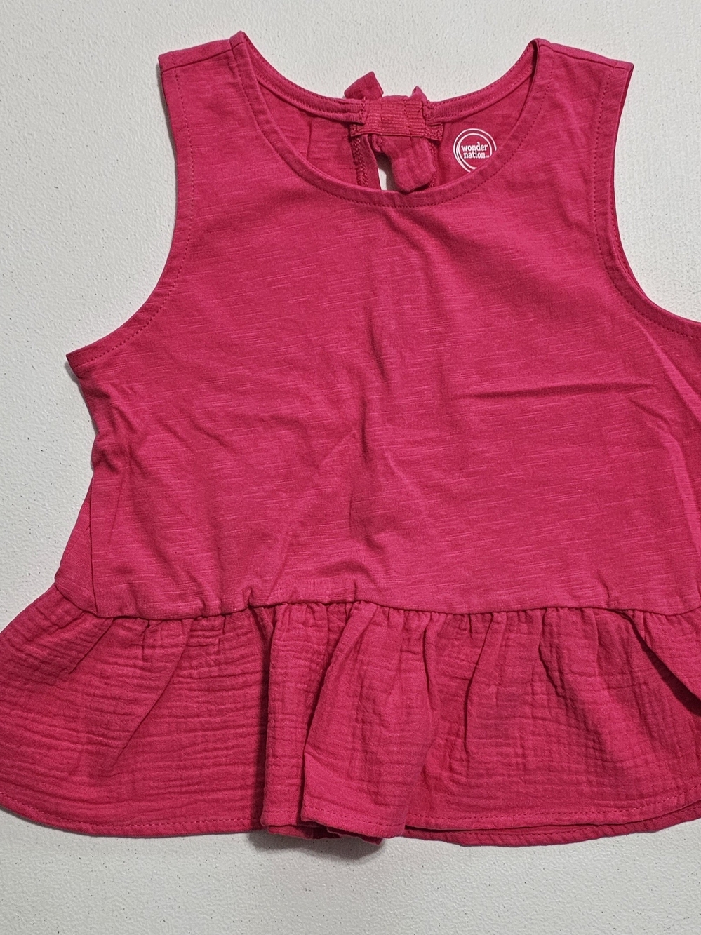 wonder nation Hot Pink Ruffle Hem Tank Top
